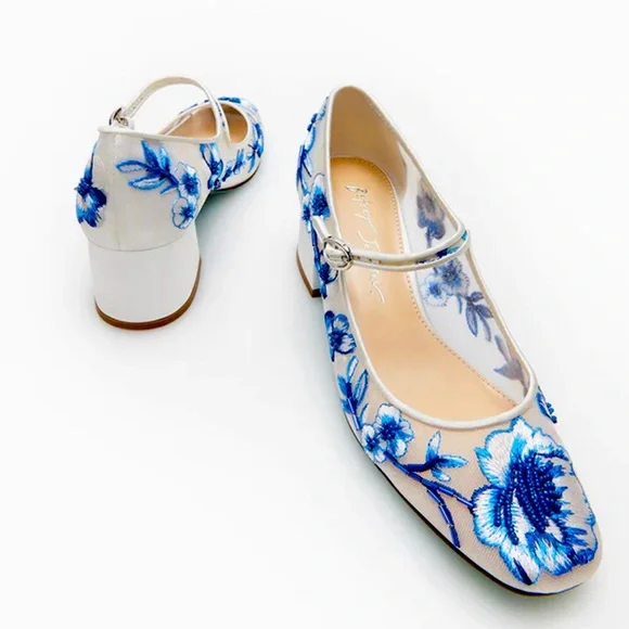 Betsey Johnson | Shoes | Betsy Johnson Ezra Blue Floral Mary Janes
